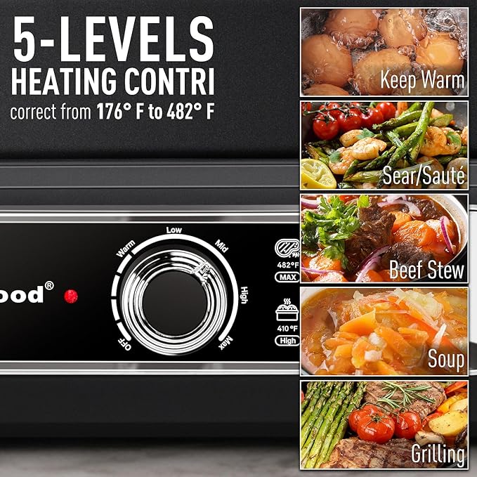 Electric Skillet, Techwood 7.5-Quart 2-in-1 Versatile Multi-Cooker