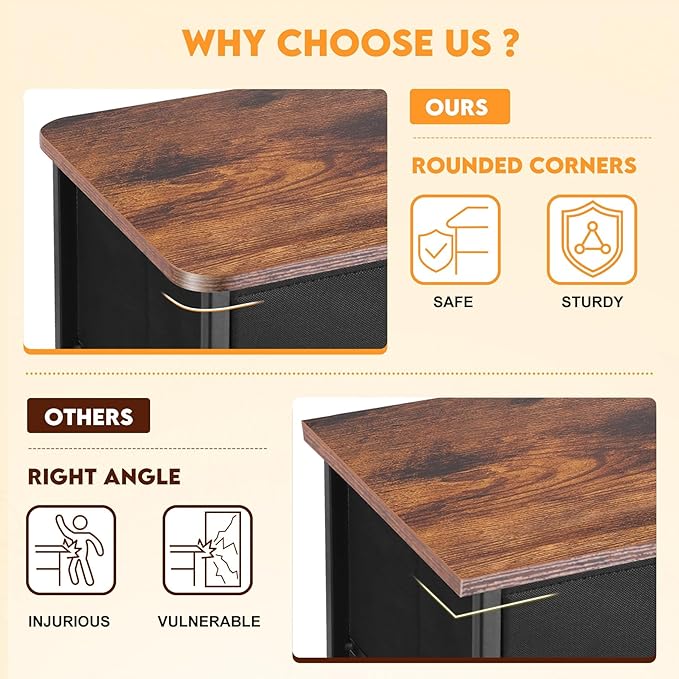 Curved Profile Dresser for Bedroom, Chest of Drawers, 5 Storage Drawers