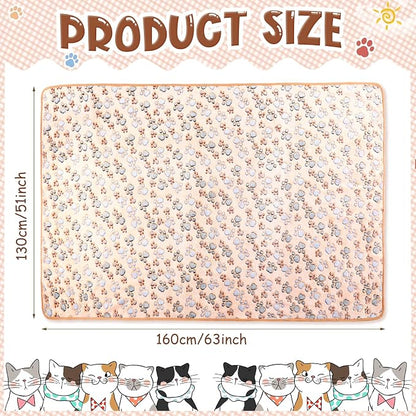 Tatuo 4 Pack Fleece Dog Blankets for Puppy Cats Multi-Size Sleep Mat for Pet Guinea Pig Soft Washable Warm Crate Bed Puppy Teething Toys Print Pattern Blanket Indoor(Mixed Color,51 x 63 Inch,Paw)