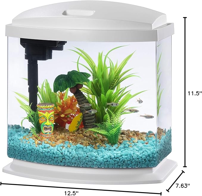Aqueon LED MiniBow Aquarium Kit with SmartClean Technology, White, 2.5 Gallon