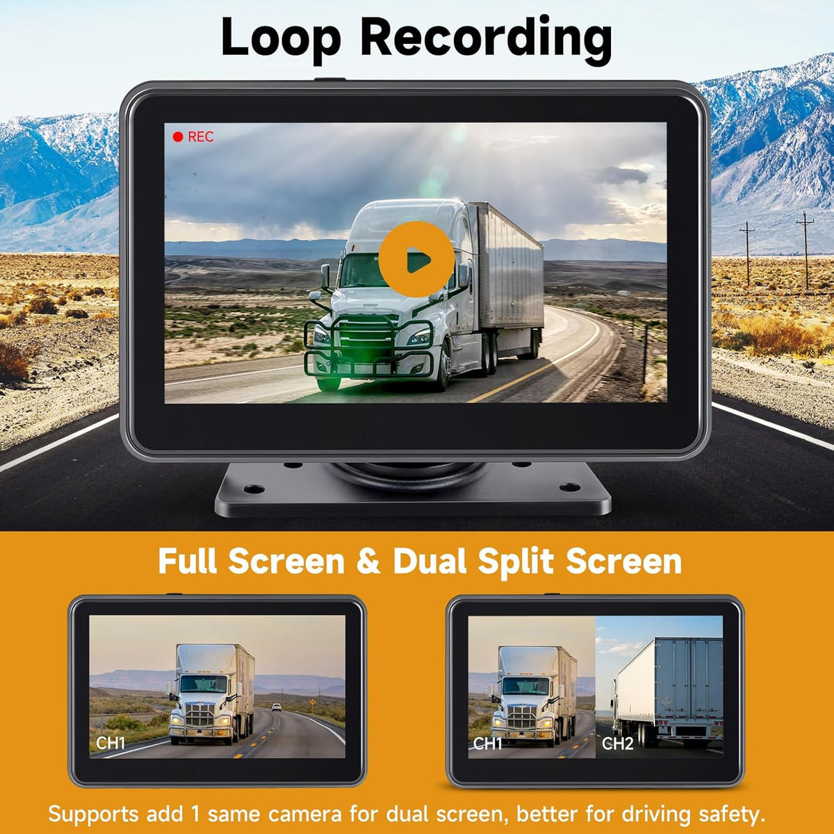 AHD1080P Wired Backup Camera with 7'' Touch Screen Monitor, Rear View Camera System for Truck/RV/Trailer/Skid Steer/Tractor, Colorful Night Vision&10G Vibration Truck Rv Camera System