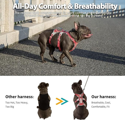 No Escape Dog Harness, Escape Proof Harness, Fully Reflective Harness with Padded Handle, Breathable, Durable, Adjustable Vest for Small Dogs Walking,Training,and Running Gear(Red,S)