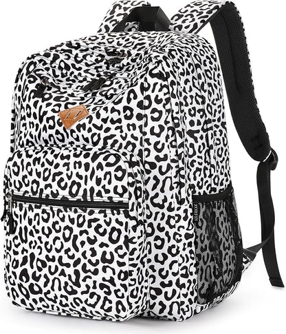 ZORFIN 26L Backpack for College, and Travel: Water Resistant Bookbag - Snow Leopard