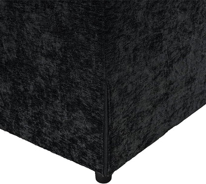 JACH Modern Ottoman Seater for Living Room, Cushion Covers Removable, Minimalist Footstool, Breathable Ottomans for Living Room, Apartment (Black)