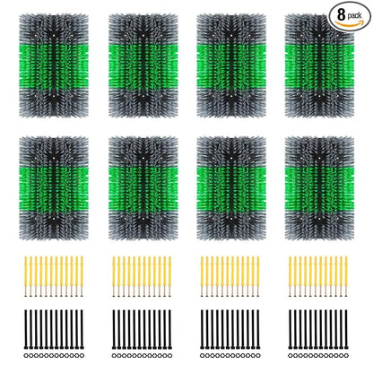 Extra Large Size Livestock Scratching Brush, Upgraded Horse/Goat/Cow/Cattle Scratcher Brush for Grooming, Itch Relief Horse Scratcher Brushes Kit with Two Sets of Mounting Screws(8-Pack,Gray)