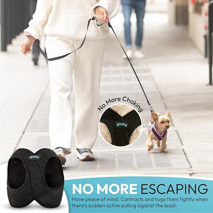 Gooby Escape Free Easy Fit X Step-in Dog Harness, Vegas Black, Large | Patented escape-free, tightens on back-out; Choke-free X-frame + V-neck; Quick-release buckle; Reflective trim