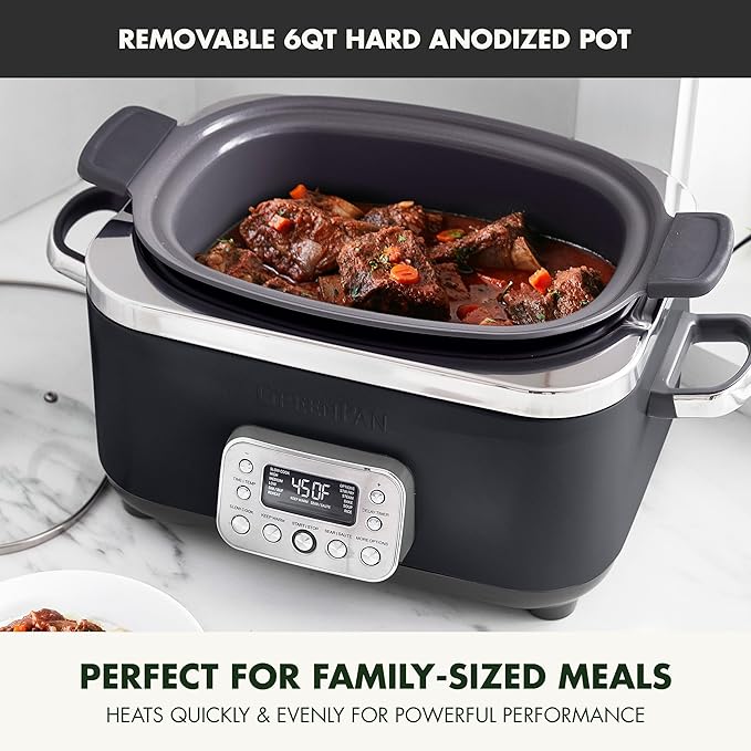 GreenPan Elite 14-in-1 Nonstick 6QT Electric Slow Cooker, PFAS-Free Ceramic