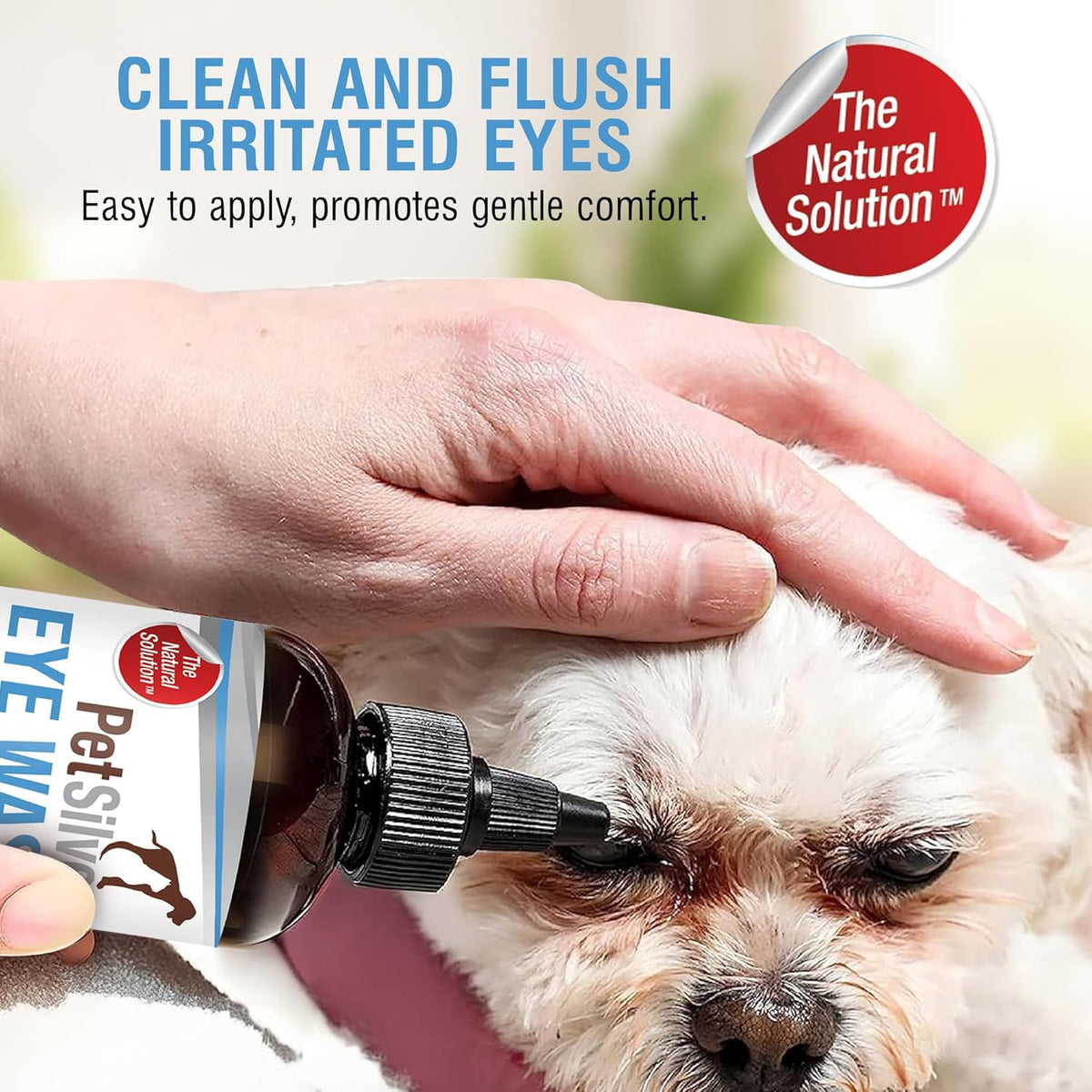 PetSilver Eye Drops for Dogs and Cats - Natural Dog Eye Wash - Relief for Inflammation & Irritation - Pet Eye Cleaner and Tear Stain Remover - Patented Silver Formula - Made in The USA - 4 fl oz