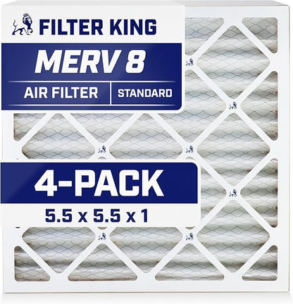 Filter King 5.5x5.5x1 Air Filter | 4-PACK | MERV 8 HVAC Pleated A/C Furnace