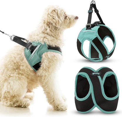 Gooby Escape Free Easy Fit X Step-in Dog Harness, Seattle Blue, X-Large | Patented escape-free, tightens on back-out; Choke-free X-frame + V-neck; Quick-release buckle; Reflective trim