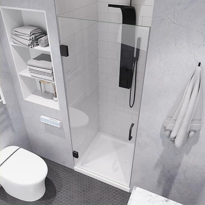 ANZZI 70" x 24" Frameless Shower Door in Gun Metal Black, Passion Water