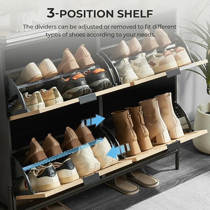 Shoe Cabinet Storage with 4 Flip Drawers, Narrow Hidden Shoes Organizer Cabinet