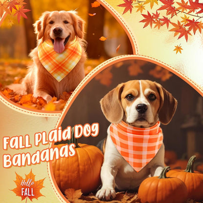 Abbylike 100 Pcs Fall Plaid Dog Bandanas Bulk Thanksgiving Bandanas for Dogs Triangle Kerchief Bib Scarf for Pets Autumn Costume Photo Props Accessories Pet Shops Grooming Services, 25 Styles