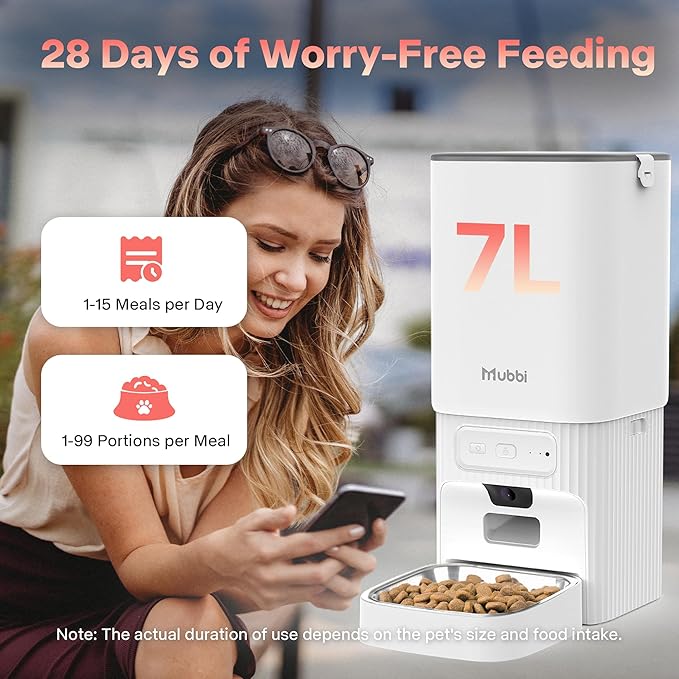 Automatic Cat Feeder with Camera, 5G WiFi Automatic Dog Feeder, 7L Cat Food