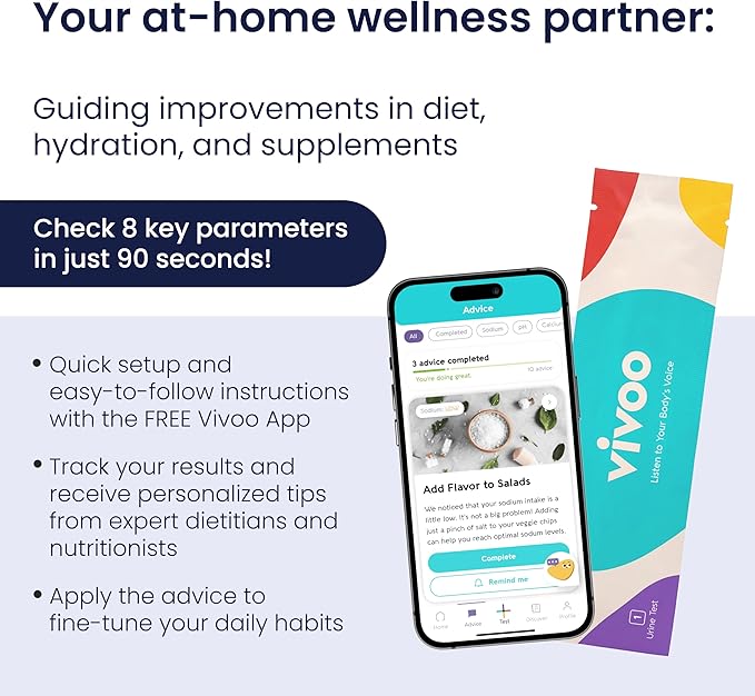 Vivoo Urine Test Strips for at-Home Wellness: 8-in-1 Advanced Urine Test for