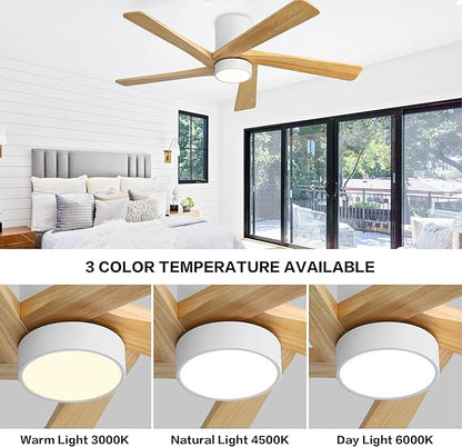WINGBO 48 Inch Flush Mount DC Ceiling Fan