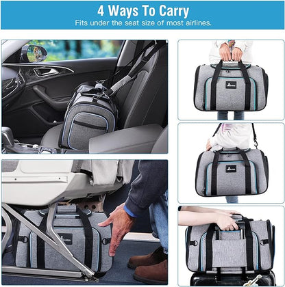 Pet Carrier Airline Approved, 4 Sides Expandable Cat Carrier Bag with Removable Fleece Pad, Large Soft Sided Pet Travel Carrier, Dog Carrier for Cats, Puppy and Small Dogs