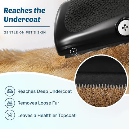 GroomPro Dog Deshedding Brush | Pet Hair Remover for All Coat Types | Dog Home Grooming Undercoat Tool - Reduce Pet Hair on Furniture, Clothing, and Floors