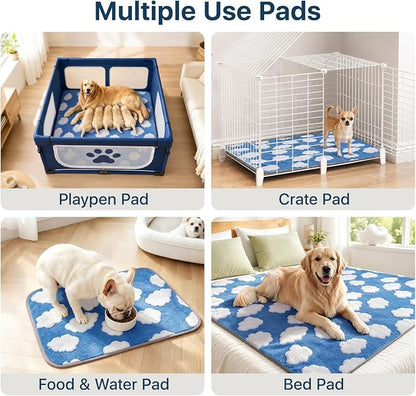 LOOBANI 2 Pack Extra Large Washable Pee Pads for Dogs 72"x72", Blue | Non-Slip Reusable Dog Mat, Super Absorbent Whelping Pads, Leak-Proof Dog Playpen Mat For Floor, Bed, Incontinence, Housebreak