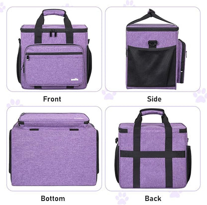 Pet Grooming Bag, GMAK Pet Grooming Tote Bags Supplies Organizer Case Dogs Cats Tool Organizer Tote for Pets Grooming Tools Kit, Clippers, Brush, Scissors or Other Pets Care Supplies, Purple(Bag Only)