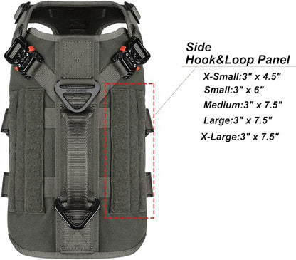 ICEFANG No Pull Tactical Dog Harness for Small Dogs,Adjustable Dog Vest | Control Handle,MOLLE Panel,Front Hook,3 Leash Clips,Soft Padded,for walking training,Green,Small