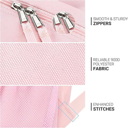 ZORFIN 26L Backpack for College, and Travel: Water Resistant Bookbag - Pink