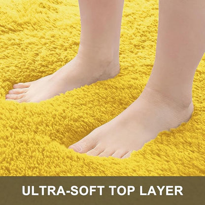 OLANLY 2x8 Machine Washable Runner Rugs for Hallway, Soft Fluffy Shaggy Bedside Rugs for Bedroom, Living Room, Indoor Floor Carpet for Kids Girls and Boys, Nursery Rooms, Home Decor Aesthetic, Yellow