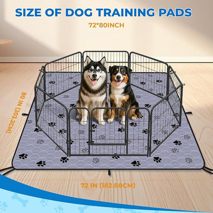 Fostanfly Washable Dog Pee Pads Extra Large 72''x80'' Instant Absorb Training Pads, Non-Slip Pet Playpen Mat Waterproof Reusable Floor Mat for Puppy/Senior Dog, Housebreaking & Incontinence
