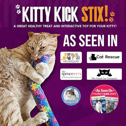 Kitty Kick Stix 15" Catnip Kicker Toy – Set of 2 | Handmade in USA | Interactive Cat & Kitten Toy | Durable Kicker Packed with 100% Potent Catnip for All Breeds (Cat Selfies)