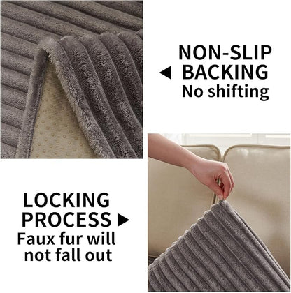HAOMAIJIA Waterproof Couch Cover for Dogs Washable,Faux Fur Pet Couch Covers for Sofa,Soft Dog Bed Cover Non-Slip Couch Covers for 3 Cushion Couch Sofa Pet Friendly (Grey, 35" x 74")