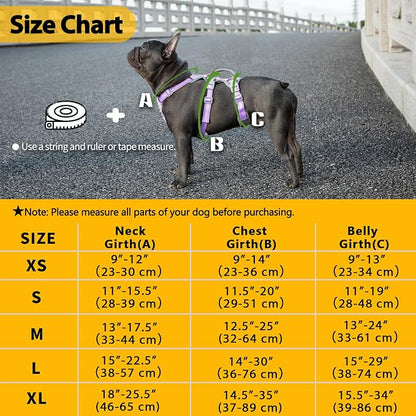 Escape Proof Dog Harness,No Pull Reflective Harness with Lift Handle,Adjustable Pet Vest with Front and Back Leash Clips for Small Medium Large Dogs Walking Hiking Training(Lavender Purple,XL)