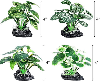 8PCS Betta Fish Tank Decorations Aquarium Decorations Artificial Plastic Plants Ornament for Hiding Fish Reptil