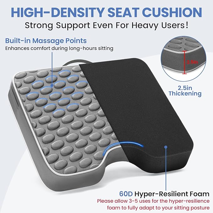 Stadium Seat Cushions - Portable Bleacher Cushions with 2.5" Extra Thick High-Density Foam and Massage Dots, Fashion Outdoor Seat Cushions for Sports Events, Travel, Camping, Chairs - 3 Pack