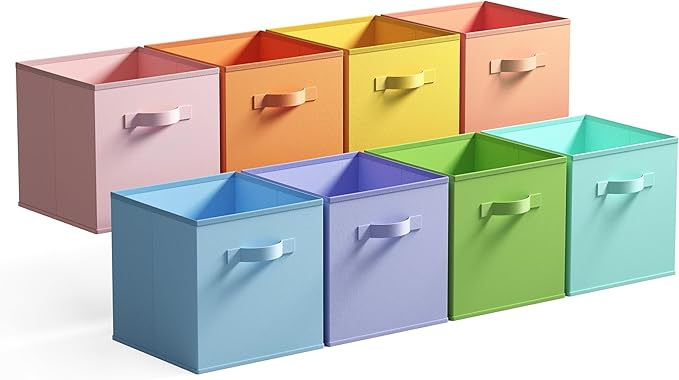 GRANNY SAYS 11 Inch Cube Storage Bins, Colorful Cube Storage Organizer, Fabric Storage Bins, Storage Cubes for Shelves, Closet, Toy Storage Bins for Kids Room, Play Room, Colour, 8-Pack