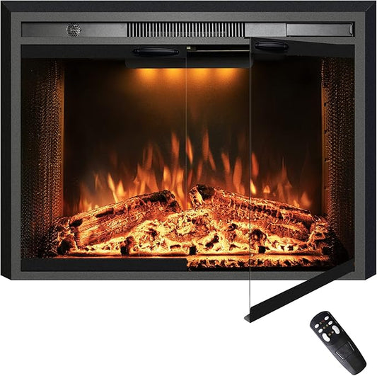 36 Inches Electric Fireplace Insert, 750W/1500W Fireplace Heater