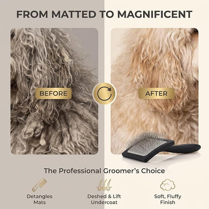 Geib Buttercut Dog Slicker Brush for Dogs (Goldendoodles, Labradoodles, Poodles), Groom Like a Professional, Fluff Detangle Style, Saves Time Energy, Black, Large