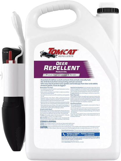 Tomcat Repellents Deer Repellent, Ready-to-Use, Protects Landscapes and Gardens, Contains Essential Oils, 1 Gal.