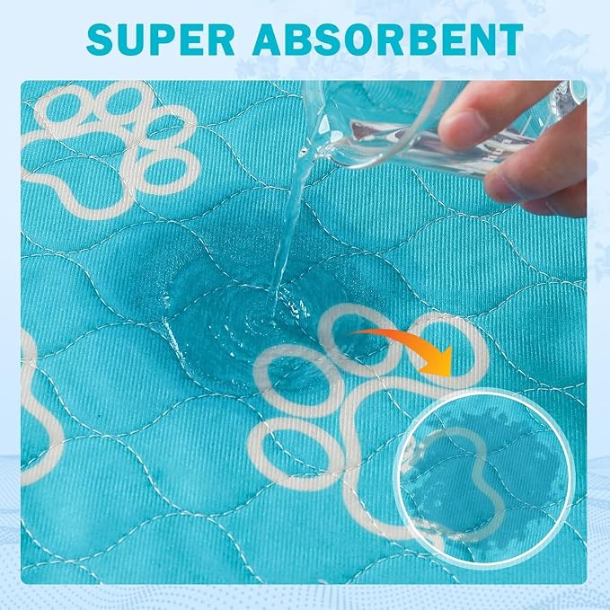 Homimp Washable Pee Pads for Dogs, 6 Pack Reusable Puppy Pads Waterproof, Absorbent and Leakproof Dog Pee Pads, Non Slip Puppy Training Pads, Pet Mat for Floor,Crate,Couch,Whelping,Blue, 16"x24"