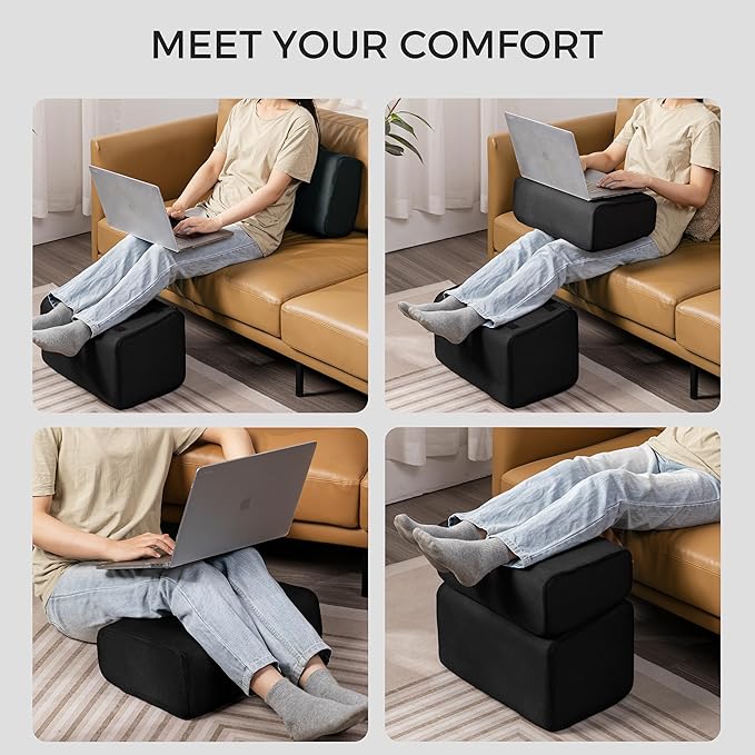 Ganondorf Foot Rest for Under Desk at Work Adjustable Foot Rest Under Desk Ergonomic Foot Stools for Under Office Desk Leg Pillow for Underdesk Footrest with Washable Cover, Mesh Black