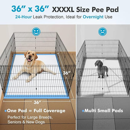Gimars 36x36 4XL Large Pee Pads for Dogs - 150 Counts Extra Absorbent Puppy Training Pads 6 Layers Thicken, Jumbo Disposable Leak-Proof Quick Dry Wee Wee Pads for Dogs Cats Rabbits Pets