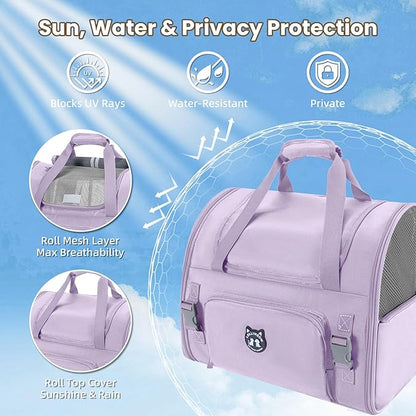 Expandable Cat Carrier Backpack for Large Cats - Airline Approved Pet Carrier Backpack for Small Dogs, Hiking & Travel, Waterproof with Breathable Mesh, 14lbs Capacity (Lavender, Standard)