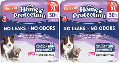 Hartz Home Protection Super Absorbent Odor Eliminating Lavender Scented No Leak Dog Pads, XL 30 Count (Pack of 2)