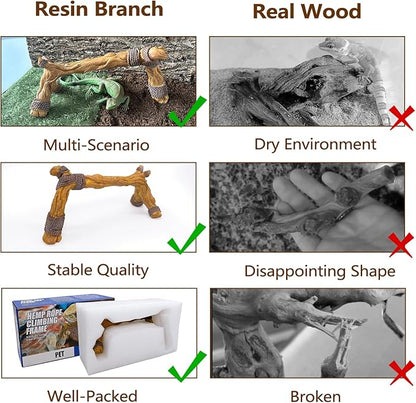 Tfwadmx Snake Climbing Branch,Resin Reptile Wood Trunk Branches Decor,Reptile Terrarium Climbing Accessories Decoration for Geckos, Lizards,Tarantulas,Hermit Crab,Frogs