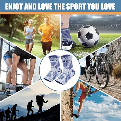 LISEPWU Copper Ankle Brace, Copper Infused Ankle Support Compression Sleeve for Men & Women, for Foot Pain Relief, Sprained Recovery, Achilles Tendonitis, Daytime or Night Use(Blue S)