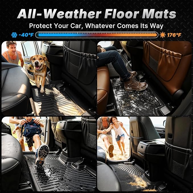OEDRO Floor Mats Fit for Ford Expedition/Expedition Max 2025-2018 with 2nd Row Bench Seat,All Weather Expedition Car Mat Includes 1st and 2nd 3rd Row Floor Liners, Black