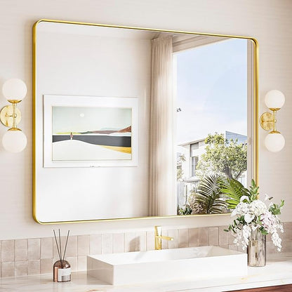 TokeShimi 48x36 Gold Bathroom Mirror