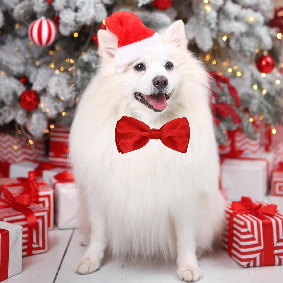 KOOMOX Red Bow for Dog, Adjustable Dog Bow Tie Collar for Medium and Large Dogs Cats Pets Wedding Birthday Graduation Christmas Holiday Homecoming Costumes, 1 Piece Red
