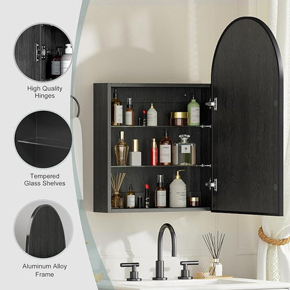 Brushed Black Arched Medicine Cabinet