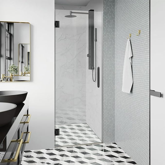 Bathroom Frameless Shower Door 24" W*72" H, 5/16" Clear Tempered Glass Hinged