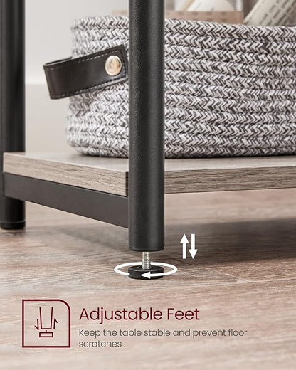 VASAGLE Side Table, Small End Table, Tall Nightstand for Living Room, Bedroom, Office, Bathroom, Greige and Classic Black ULET273B02